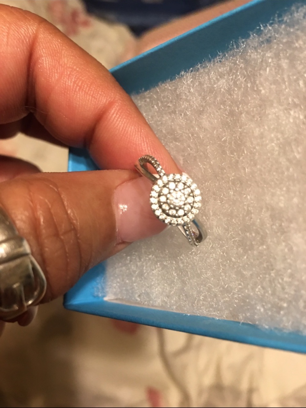 Sterling Silver White Cubic Zirconia Halo Ring